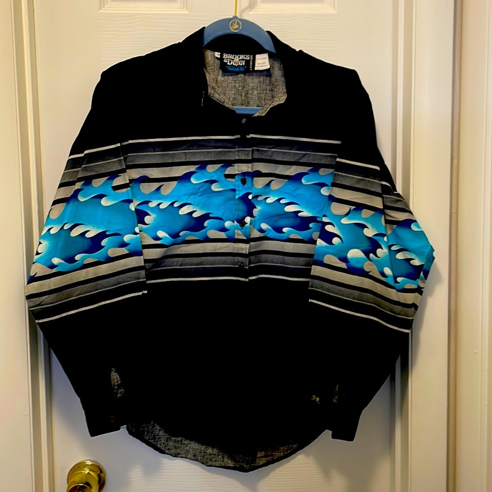 🔥Vintage Blue Flame Button Down 🔥